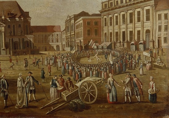 Street performers in the Alter Markt, 1771 (detail from 330438) from German School