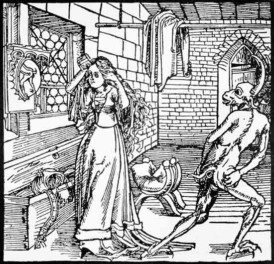 The Devil and the Coquette, copy of an illustration from 'Der Ritter von Turm', Augsburg 1498, used from German School