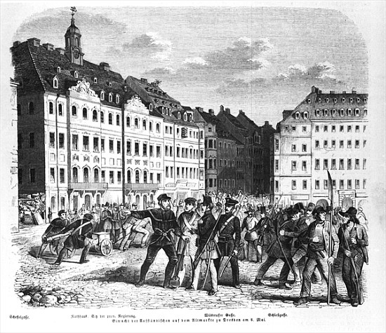 Uprising in Dresden on 6th March 1848, illustration from ''Illustrierte Zeitung'' from German School