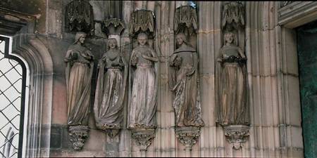 The Five Wise Virgins, jamb figures from the Paradise Portal, figures carved c.1250 from German School