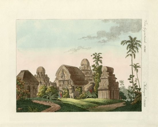 The Indian Pagoda of Mahabalipuram from German School, (19th century)