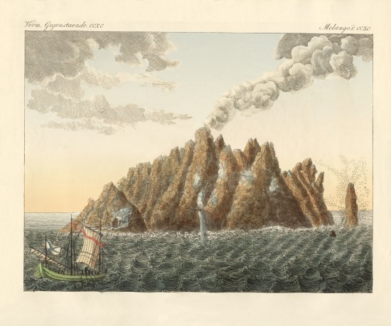 The volcanic island of Holy John the Theologian from German School, (19th century)