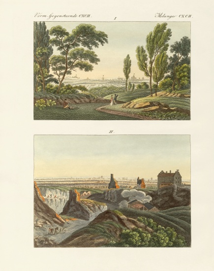 Two views of Paris from German School, (19th century)