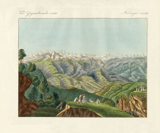 Two views of the Himalayas from German School, (19th century)