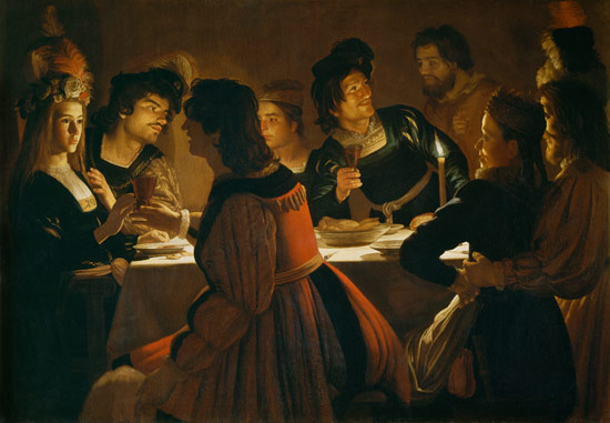 Feast Scene with a Young Married Couple from Gerrit van Honthorst