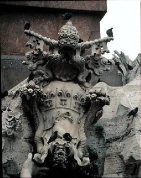 The Fountain of the Four Rivers, detail of the coat of arms of Innocent X (1574-1655)