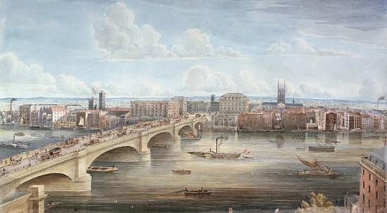 Another View of New London Bridge, showing the West Front, looking towards Southwark, and giving a d from Gideon Yates