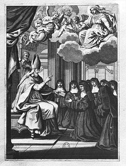 St. Francois de Salles (1567-1622) Giving the Rule of the Visitation to St. Jeanne de Chantal (1572- from Gilles Rousselet
