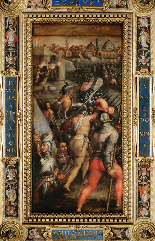 The Battle of Barbagianni from the ceiling of the Salone dei Cinquecento from Giorgio Vasari