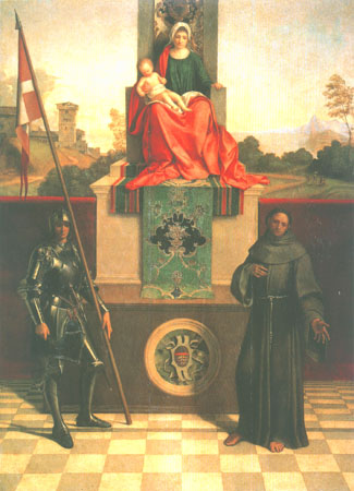 Madonna enthroned between St. George and St. Francis from Giorgione (aka Giorgio Barbarelli or da Castelfranco)