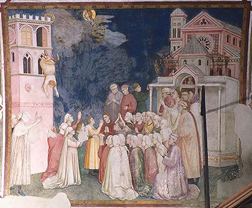 Der hl. Franziskus erweckt einen aus dem Fenster gestuerzten Knaben wieder zum Leben from Giotto (di Bondone)
