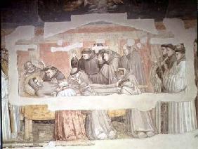 The Death of St. Francis, detail of bier and mourners, from the Bardi chapel