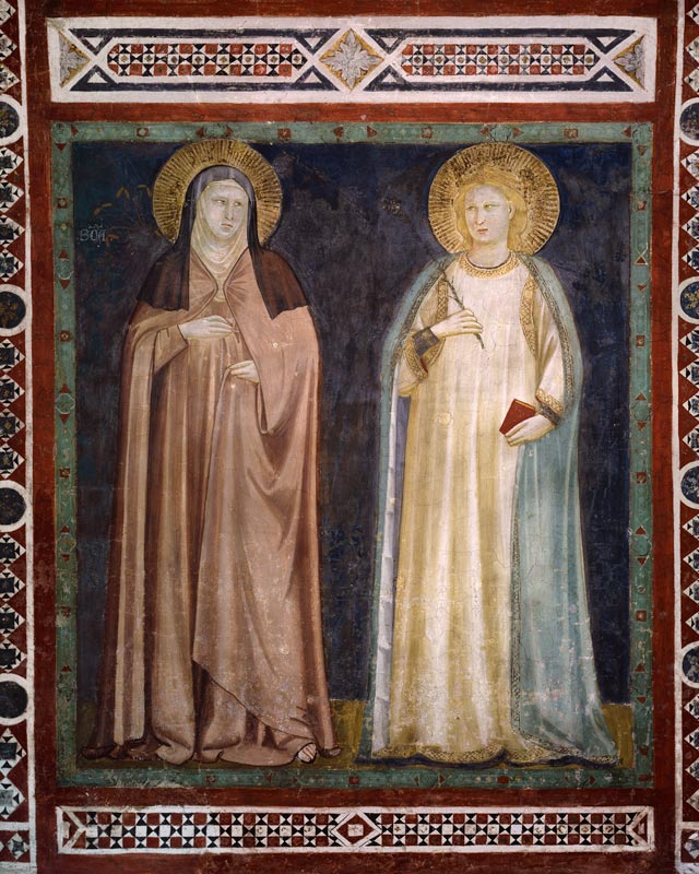 Die Heiligen Klara und Elisabeth from Giotto (Schule)