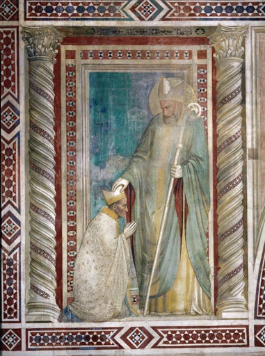 Der hl. Rufinus setzt dem Bischof Teobaldo Pontano die Mitra auf das Haupt from Giotto (Schule)