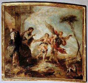 Guardi, Giovanni Antonio 1698-1760. ''The departure of the young Tobias'', c.1750/53. Oil on canvas,