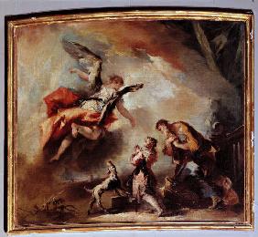 Guardi, Giovanni Antonio 1698-1760. ''The angel leaves Tobias'', c.1750/53. Painting. From a series