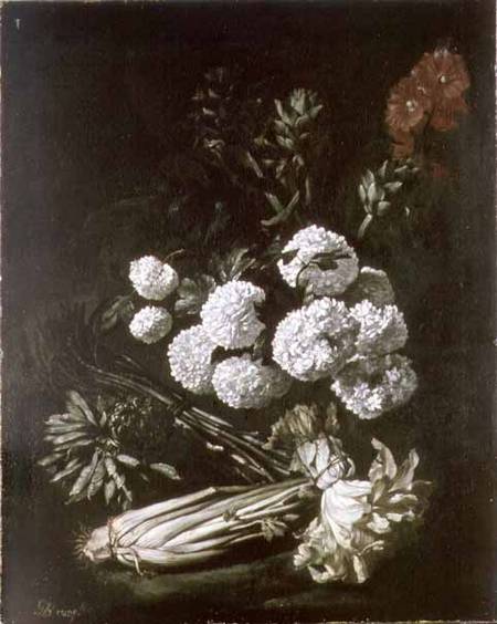 Still Life of Flowers and Vegetables from Giovanni-Battista Ruoppolo or Ruopolo