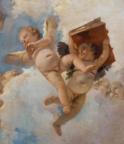 Putto with book, painted in 1744 from Giovanni Battista Tiepolo