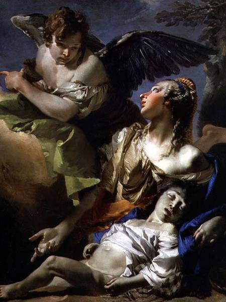 Hagar Assisted by the Angel from Giovanni Battista Tiepolo