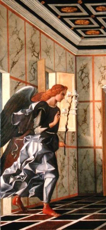 The Archangel Gabriel, from The Annunciation diptych  (post-1998 restoration) from Giovanni Bellini