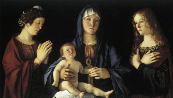 Bellini, Giovanni c.1430 - 1516. ''Mary with the Child and two Saints'', (Mary Magdalene and St.Cath from Giovanni Bellini