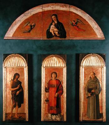 St. Lawrence between John the Baptist and St. Anthony of Padua, in the lunette Madonna and Child wit from Giovanni Bellini