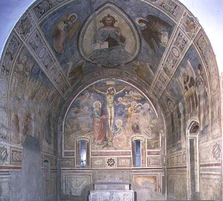 Chapel of SS. Ambrogio and Caterina from Moccirolo showing the barrel vault with Christ in Glory and from Giovanni da Milano