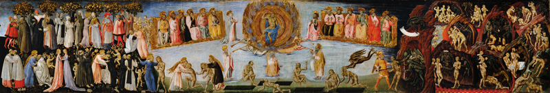 The Last Judgement, predella panel depicting Heaven and Hell from Giovanni  di Paolo di Grazia