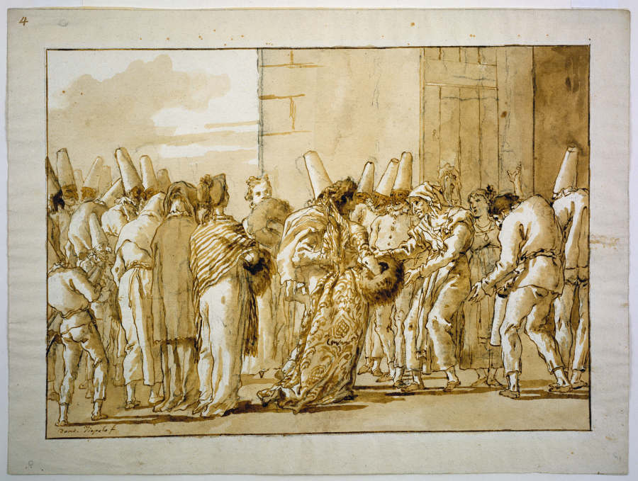 Punchinellas Father Brings Home His Bride from Giovanni Domenico Tiepolo