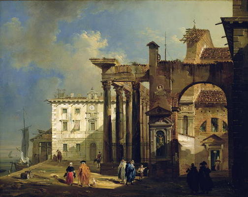 The Portico of the Church of San Lorenzo in Milan, c.1814 (oil on canvas) from Giovanni Migliara