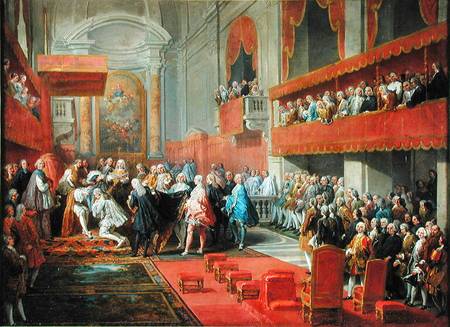 Presentation of the Order of the Holy Spirit to Prince Vaini by Paul-Hippolyte de Beauvillers (1684- from Giovanni Paolo Pannini