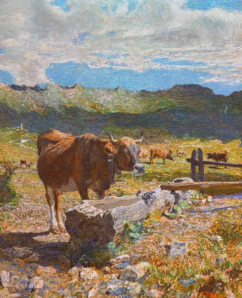 G.Segantini, Braune Kuh an der Tränke from Giovanni Segantini