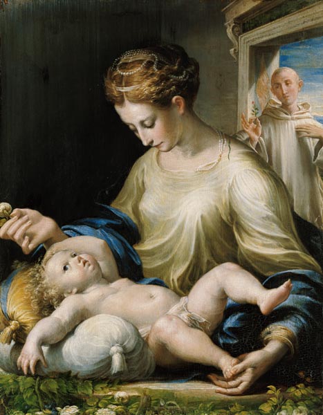 Maria with the child and St. Bruno. from Girolamo Mazzola Bedoli