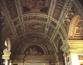 The Loggia di Davide (or D'Onore) interior decorated with ceiling frescos of biblical subjects inclu