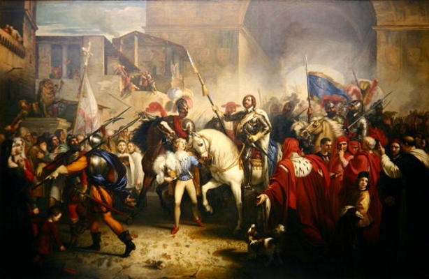 Entry of Charles VIII (1470-98) into Florence in 1494 (oil on canvas) from Giuseppe Bezzuoli