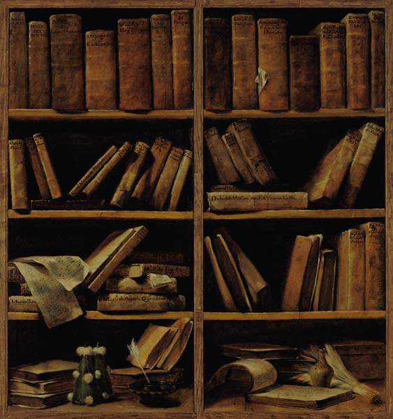 Trompe l'Oeil of a Bookcase from Giuseppe Lo Spagnuolo Crespi