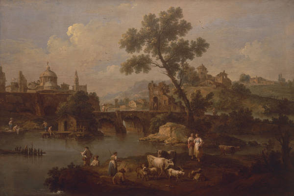 G.Zais / River Landscape with Bridge from Giuseppe Zais
