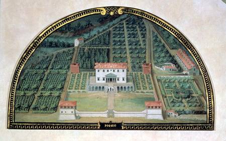 Villa Poggio a Caiano from a series of lunettes depicting views of the Medici villas from Giusto Utens