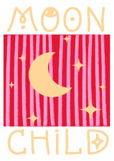 Pink and Red Moon Child