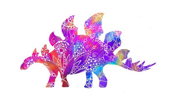 Rainbow Mandala Stegosaur Dinosaur from Sebastian  Grafmann