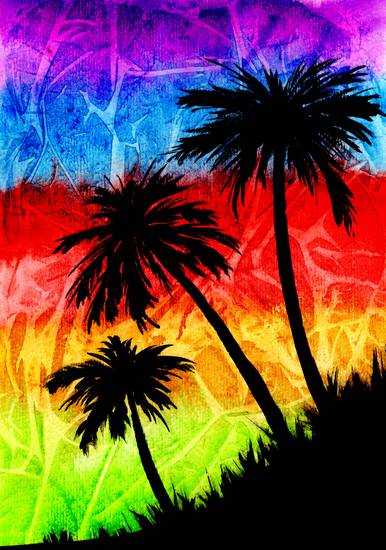 Rainbow Palm Tree Silhouettes