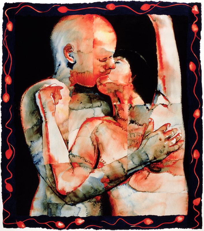 The Kiss, 1987 (w/c & acrylic on paper)  from Graham  Dean