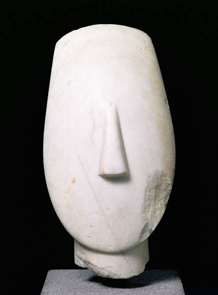 Head of a Woman, fragment of a statue from Keros, Early Cycladic II Period from Greek