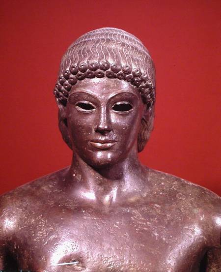 The Apollo of Piombino, detail of the head of the statue, found in Benevento, Greek from Greek School