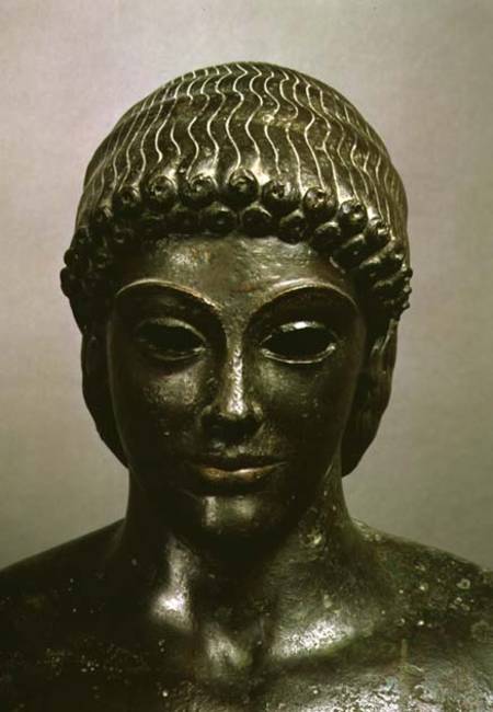 The Apollo of Piombino, head of the statue, found in Benevento, Greek from Greek School
