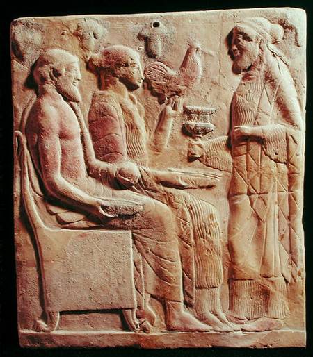 Plaque depicting an offering from Greek School