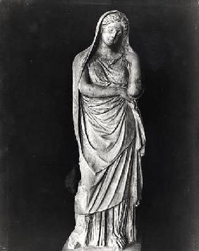 Draped and veiled woman, funeral statue