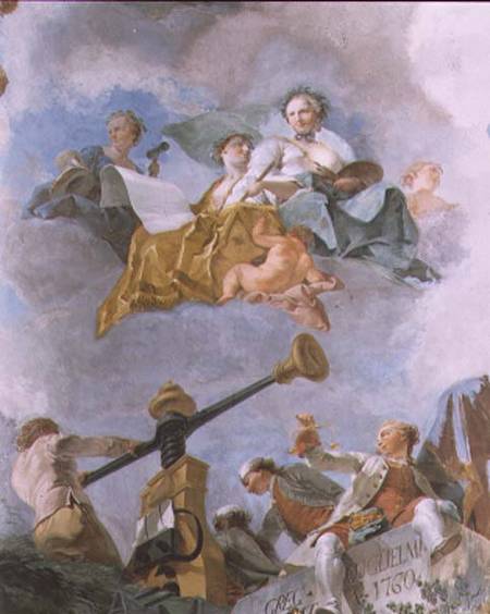 Allegorical figures, detail of the ceiling of the Great Gallery from Gregorio Guglielmi