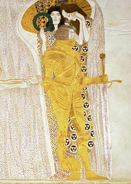 The Knight detail of the Beethoven Frieze, said to be a portrait of Gustav Mahler (1860-1911) from Gustav Klimt
