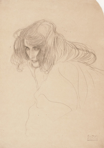 Study of a woman's head in three-quarter profile (Study for Unchastity in the Beethoven Frieze) from Gustav Klimt